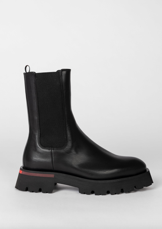 Black Leather Stripe 'Fallon' Chelsea Boots SALE