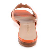 Hally Orange Leather Flat Sandal