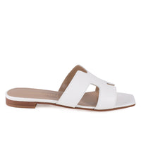 Hally White Leather Flat Sandal