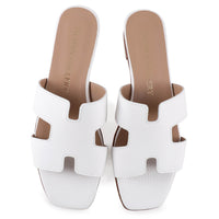 Hally White Leather Flat Sandal