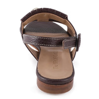 Hela Brown Leather Flat Sandal