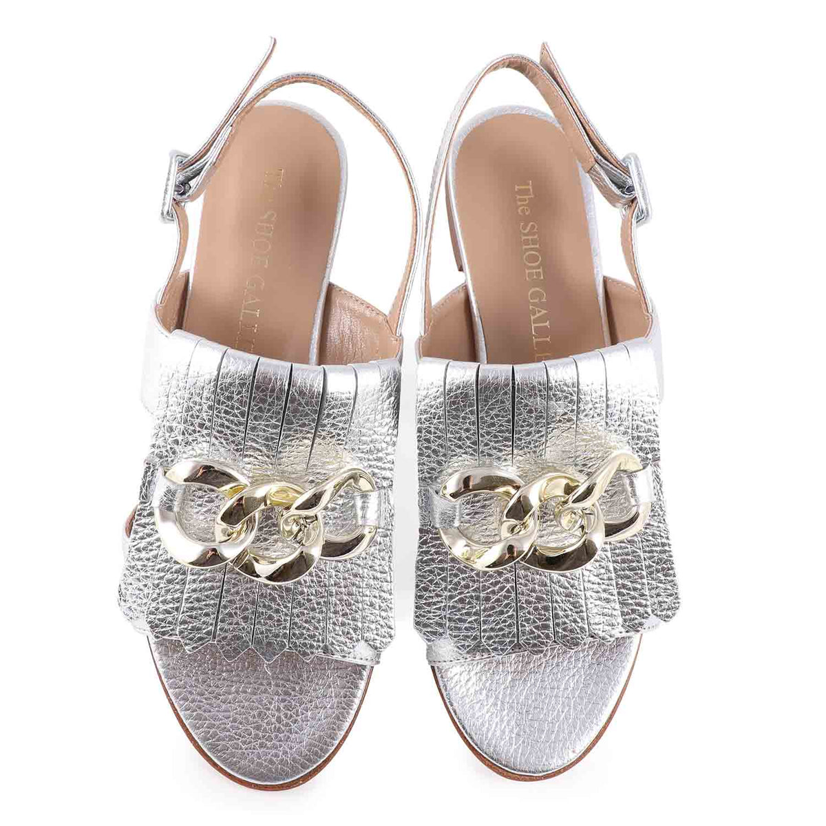 Hela Silver Leather Flat Sandal