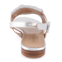 Hela Silver Leather Flat Sandal