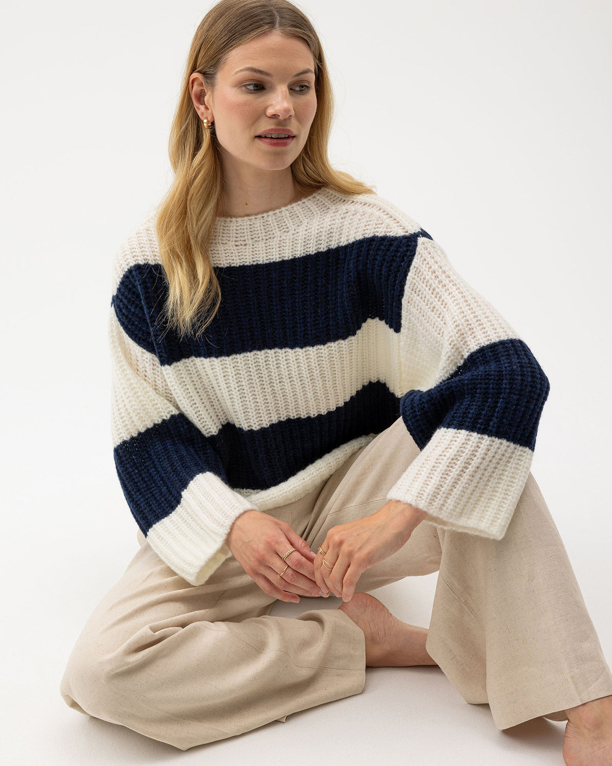 Cajsa Sweater Off White/Navy