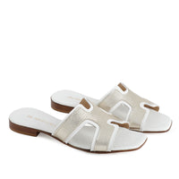 Hope White Leather Flat Sandals