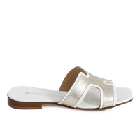 Hope White Leather Flat Sandals