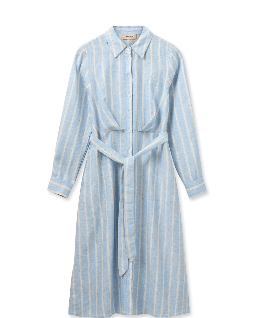Korina Striped Linen Dress Cashmere Blue