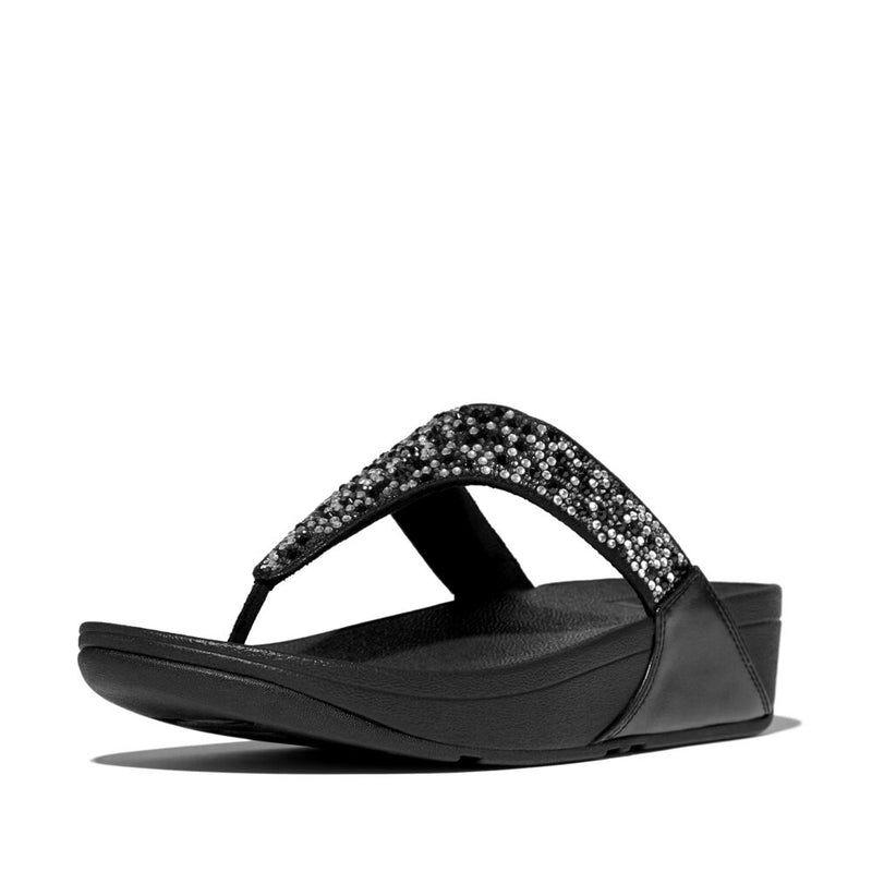 Lulu Crystal mix toe-post All Black