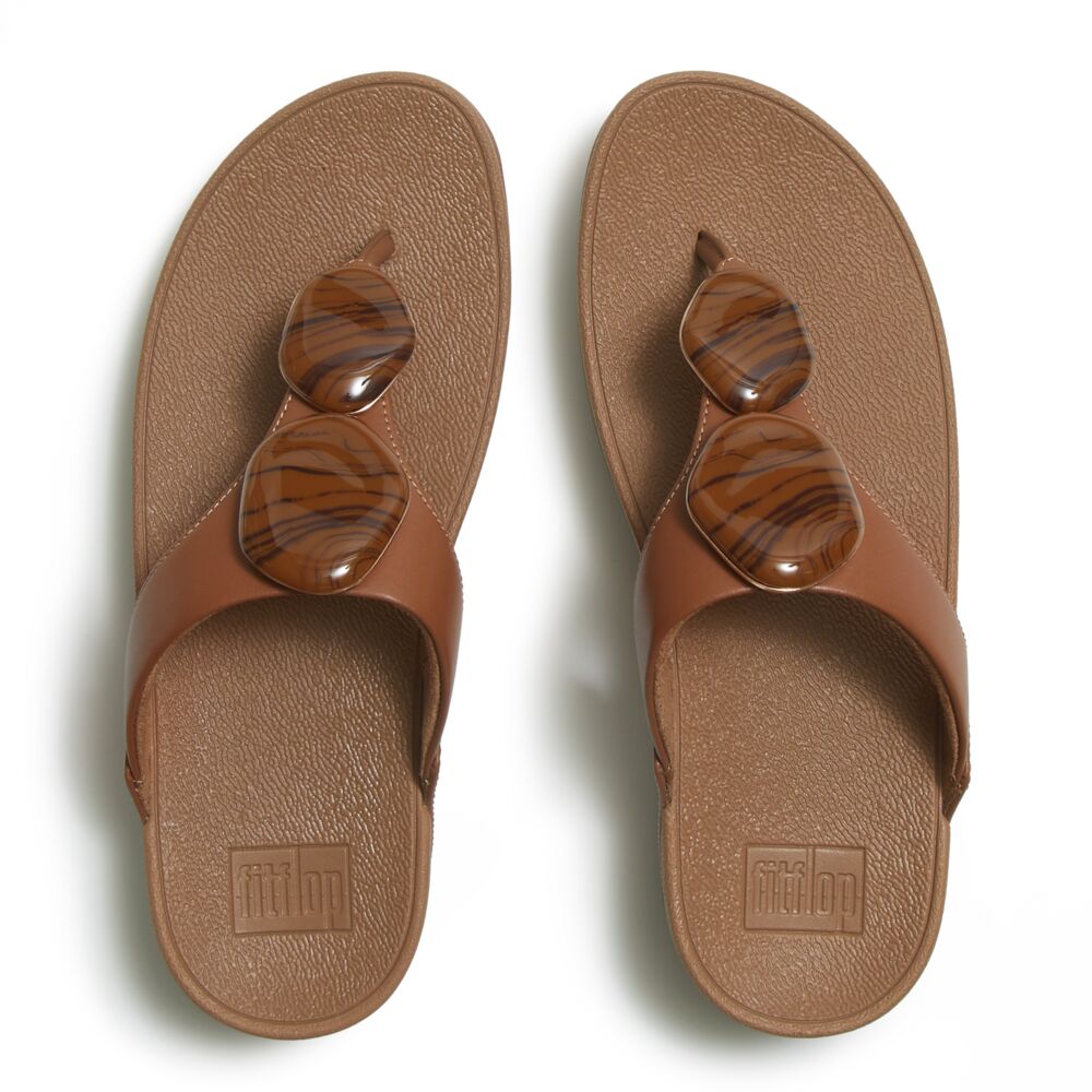 Lulu Marbled Stone Toe Post Sandal Deep Tan
