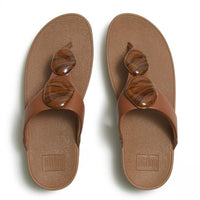 Lulu Marbled Stone Toe Post Sandal Deep Tan