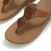 Lulu Marbled Stone Toe Post Sandal Deep Tan