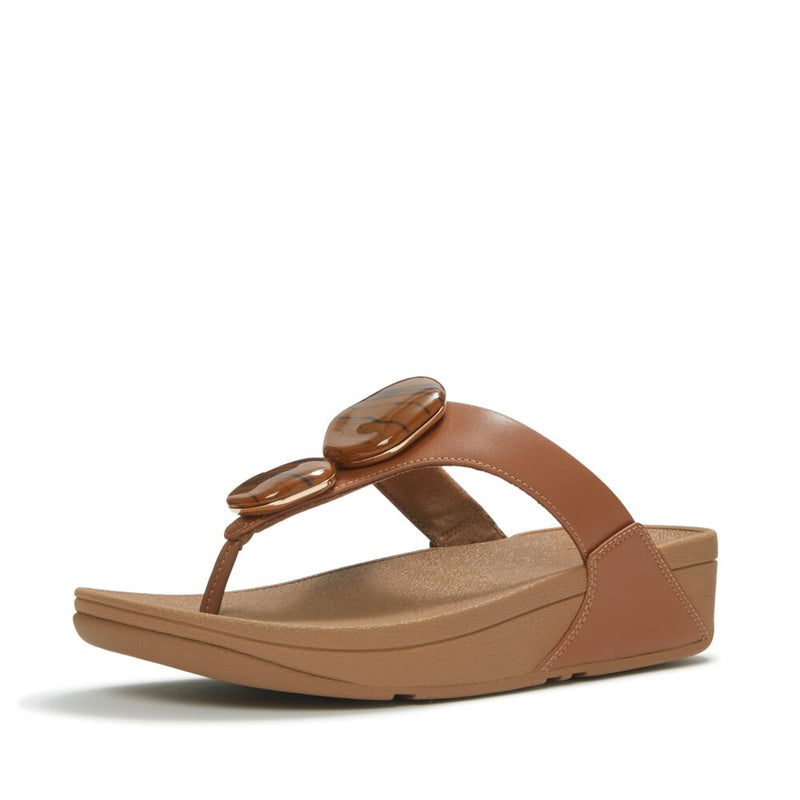 Lulu Marbled Stone Toe Post Sandal Deep Tan
