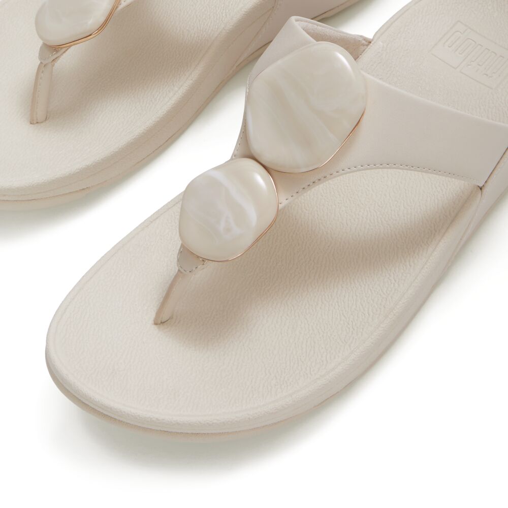 Lulu Marbled Stone Toe Post Sandal Paris Beige