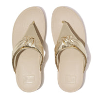 Lulu Padded Knot Metallic Leather Toe Post Sandal Gold