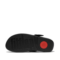 Lulu Resin Buckle Leather toe-post Sandals All Black