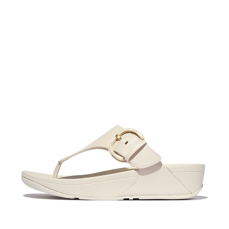 Lulu Resin Buckle Leather toe-post Sandals Paris Beige