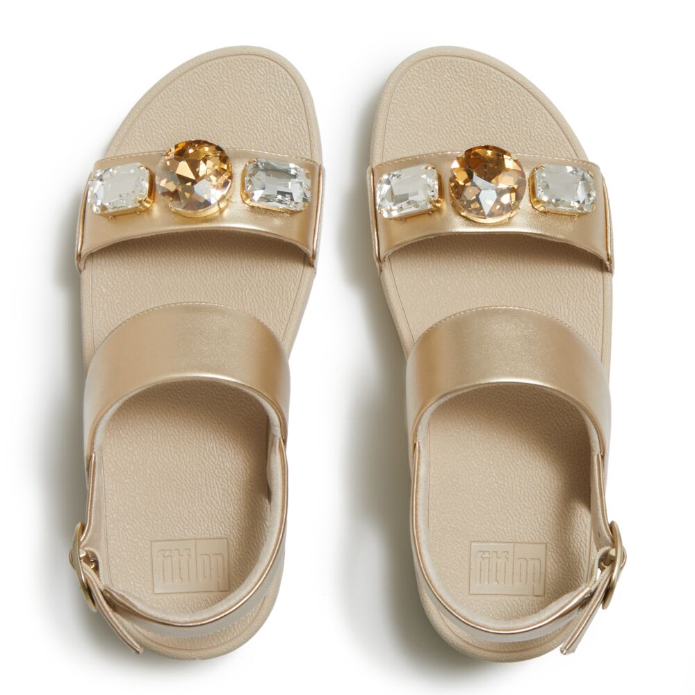 Lulu Ultra Jewel Metallic Back Strap Sandals Gold