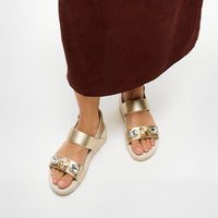 Lulu Ultra Jewel Metallic Back Strap Sandals Gold