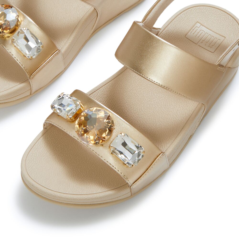 Lulu Ultra Jewel Metallic Back Strap Sandals Gold