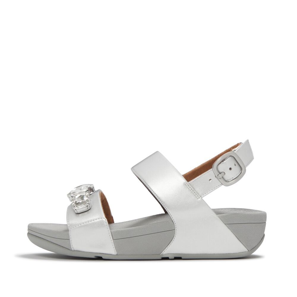 Lulu Ultra Jewel Metallic Back Strap Sandals Silver