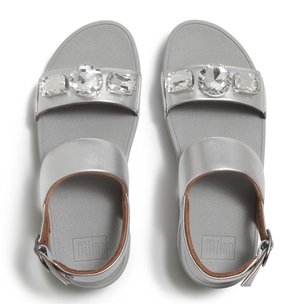 Lulu Ultra Jewel Metallic Back Strap Sandals Silver
