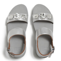 Lulu Ultra Jewel Metallic Back Strap Sandals Silver
