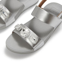 Lulu Ultra Jewel Metallic Back Strap Sandals Silver