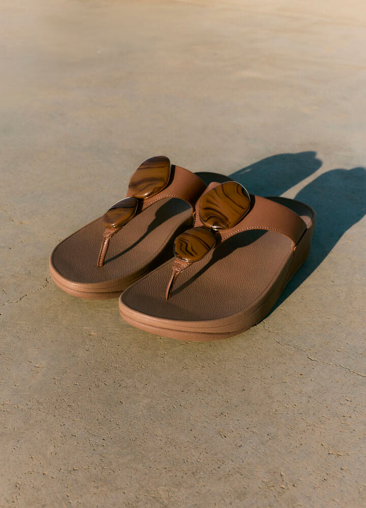 Lulu Marbled Stone Toe Post Sandal Deep Tan