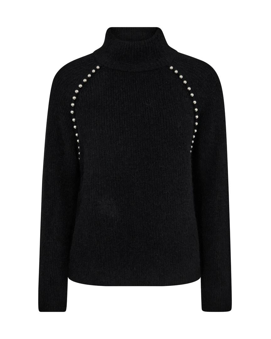 Zora Bead Highneck Knit Black