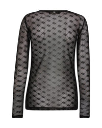 Loretta Velvet Mesh Blouse Black