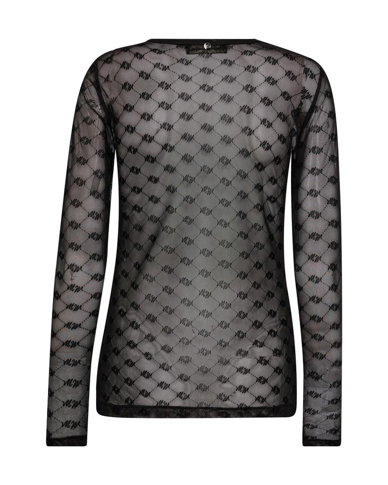 Loretta Velvet Mesh Blouse Black