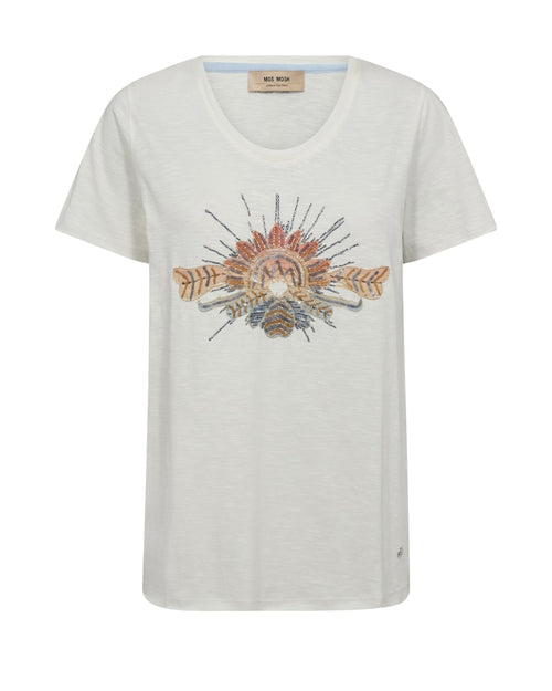 white t-shirt with squin design and short sleeves by Mos Mosh at The SHOE GALLERY