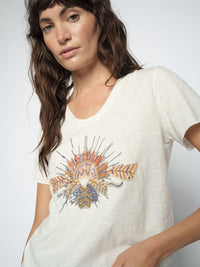 white t-shirt with squin design and short sleeves by Mos Mosh at The SHOE GALLERY