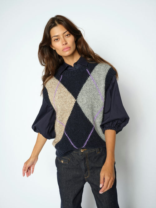 Jennine Knit Vest Salute Navy
