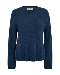 Thora O Neck Frill Knit Ensign Blue
