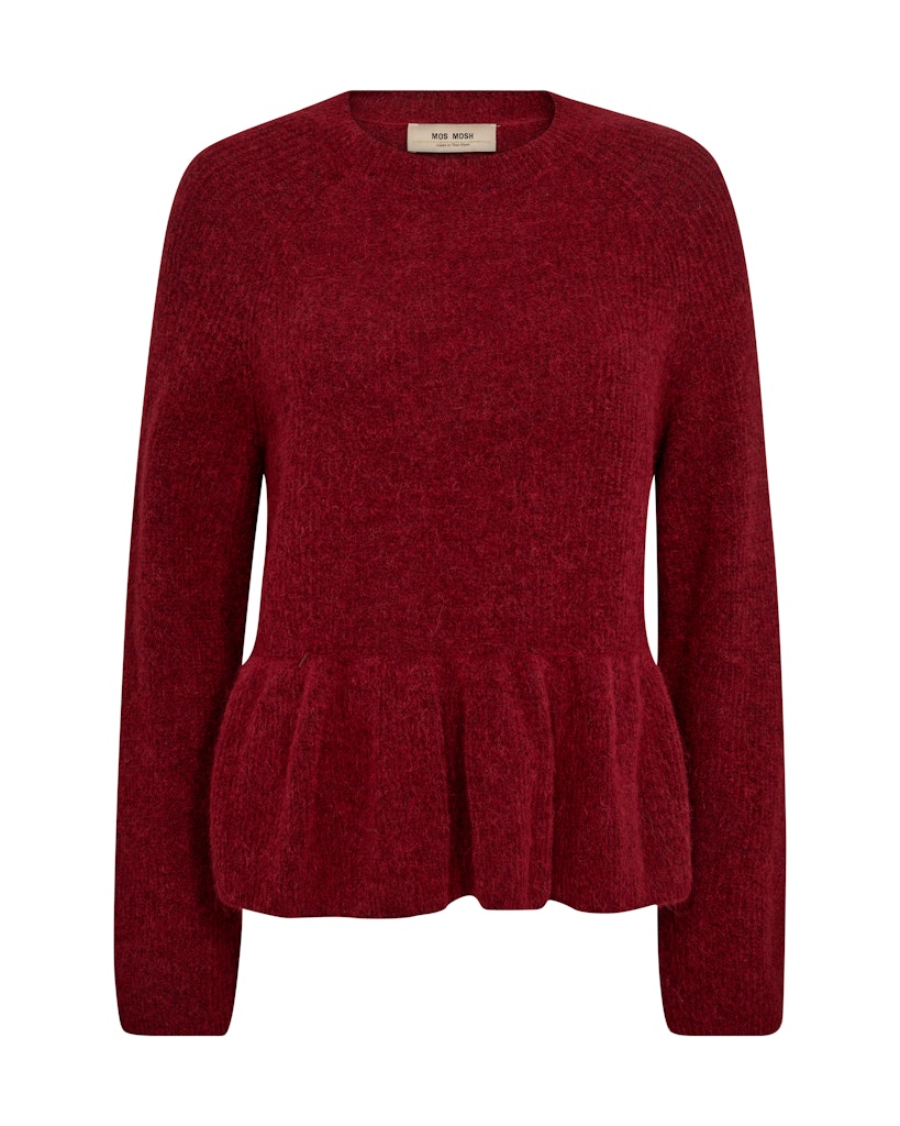 Thora O Neck Frill Knit Rhythmic Red