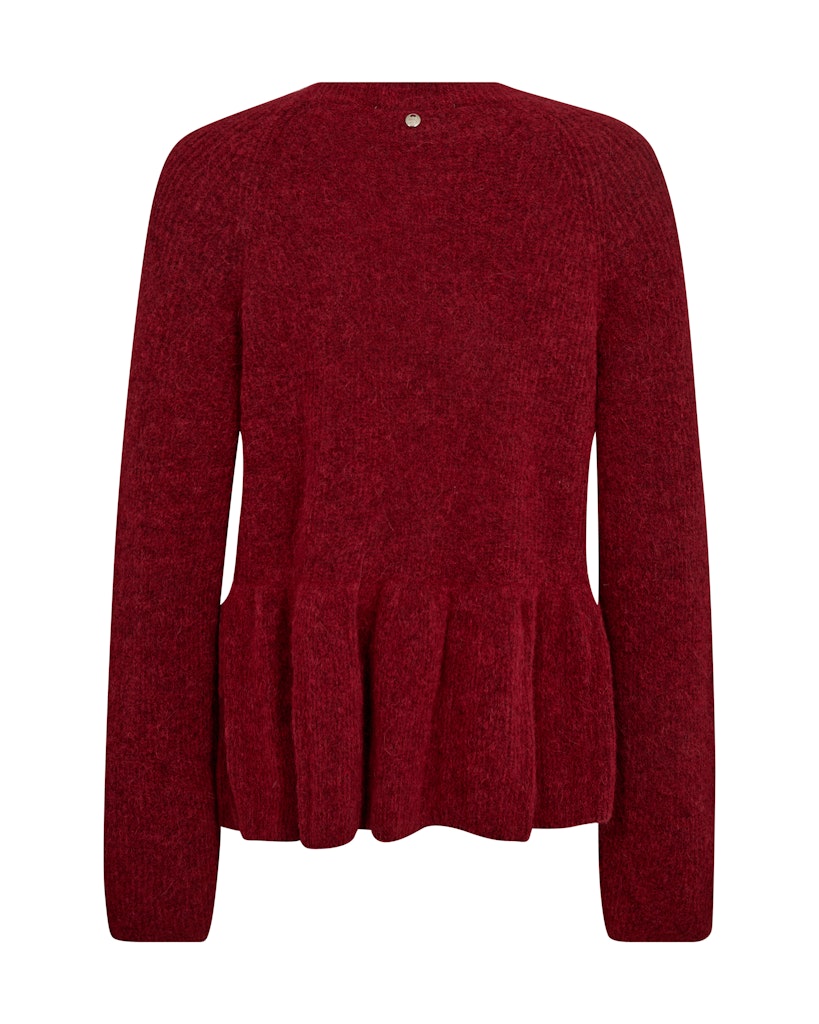 Thora O Neck Frill Knit Rhythmic Red