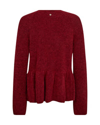 Thora O Neck Frill Knit Rhythmic Red