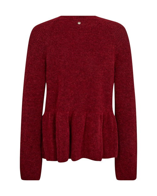 Thora O Neck Frill Knit Rhythmic Red