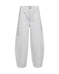 white barrel shape jeans