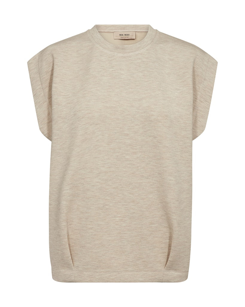 Beige sleeveless top on a white background