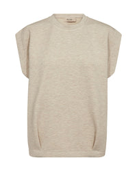 Beige sleeveless top on a white background