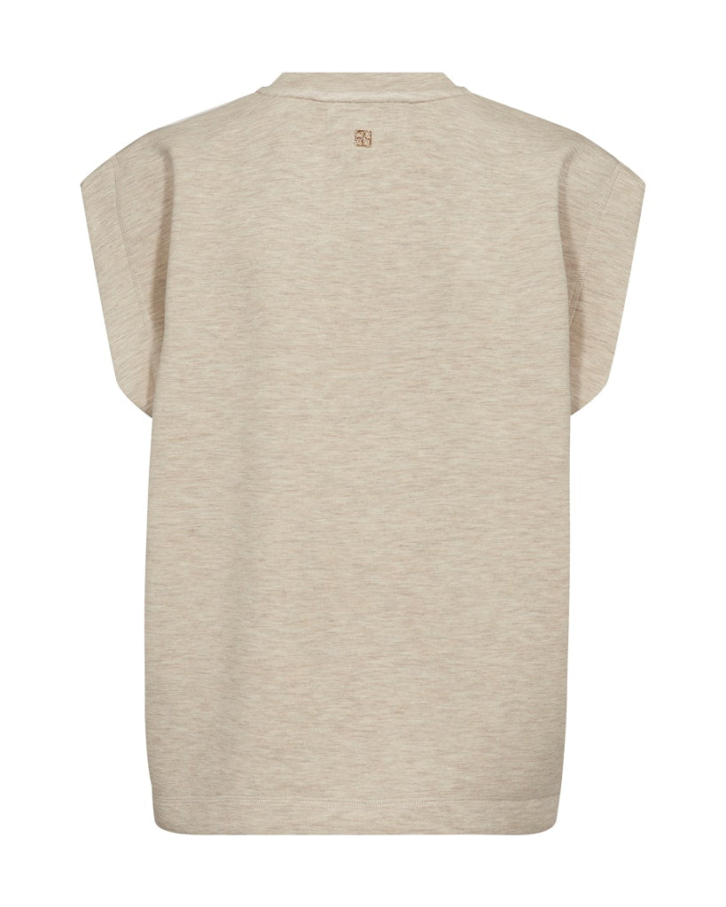 Beige sleeveless top on a white background