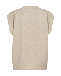 Beige sleeveless top on a white background