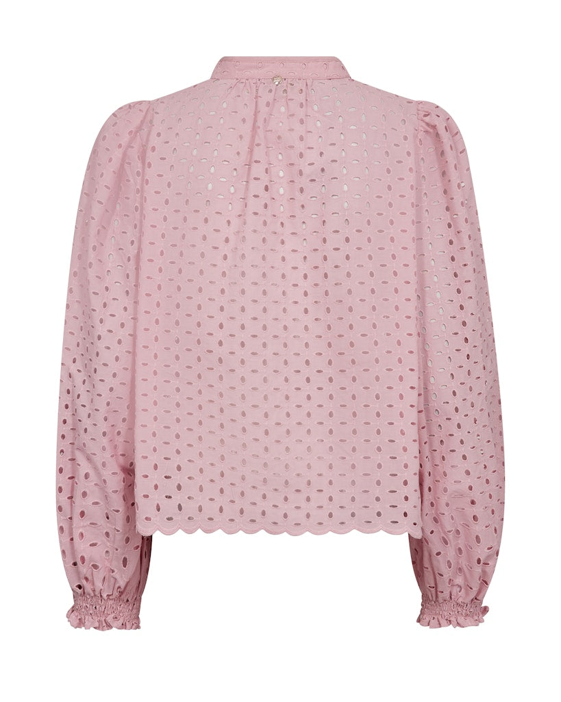 Pink long sleeved blouse with v neck