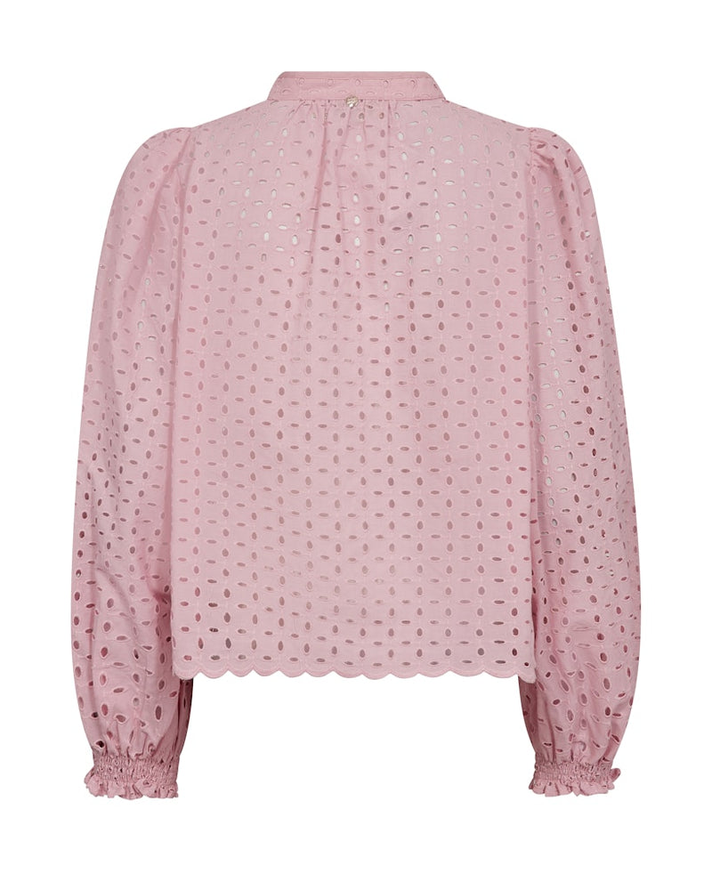 Pink long sleeved blouse with v neck