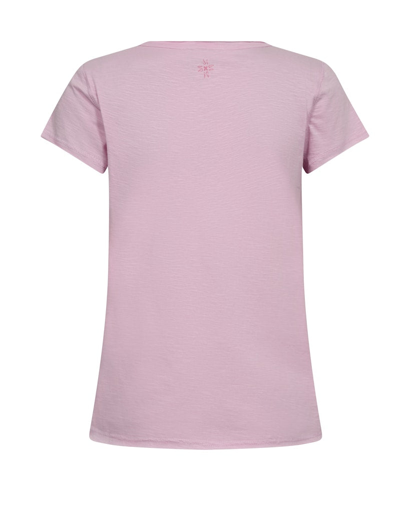 lilac short sleeved t-shirt with round neck