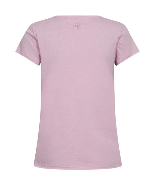 lilac short sleeved t-shirt with round neck