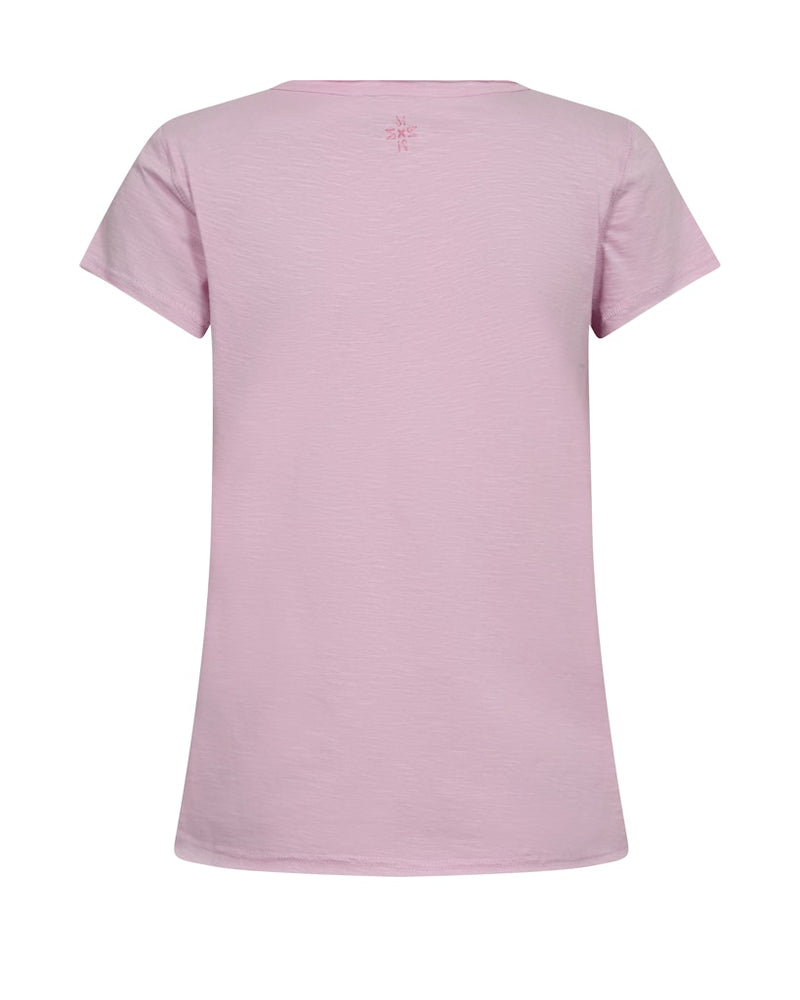 lilac short sleeved t-shirt with round neck