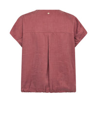Mos Mosh dark salmon pink zipped short sleeved blouse at The SHOE GALLERY